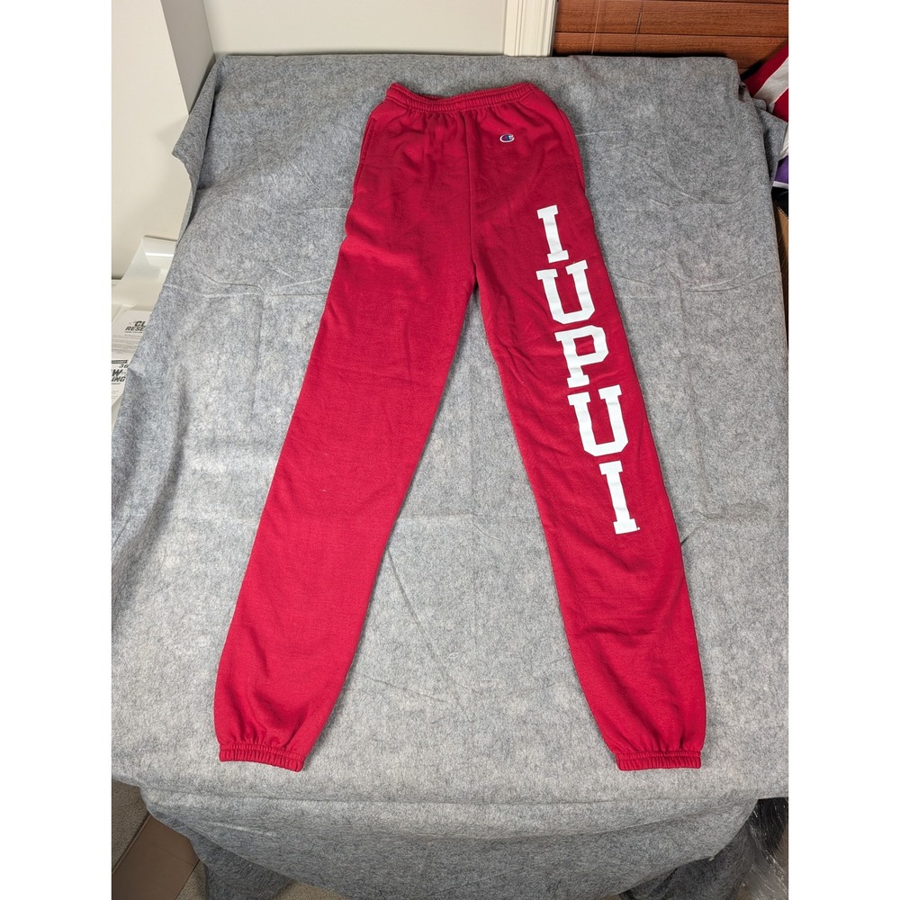 Champion IUPUI Sweatpants Red Graphic Joggers Womens Elastic Waist Fleece